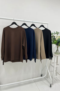 Long Sleeve Jumper with Fringe Detail at the back