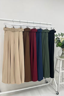 Wide-Leg High-Waisted Trousers with Belt