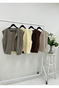 Knitted Front Open ,turtleneck ,Sleeveless Waistcoat