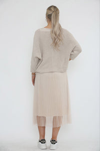 Round Neck, Batwing Top, Sleeveless Mesh Dress Two Piece Set