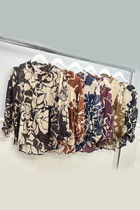 V-Neck, Button Detailed, 100% Cotton, Elasticated Cuff, Printed Top