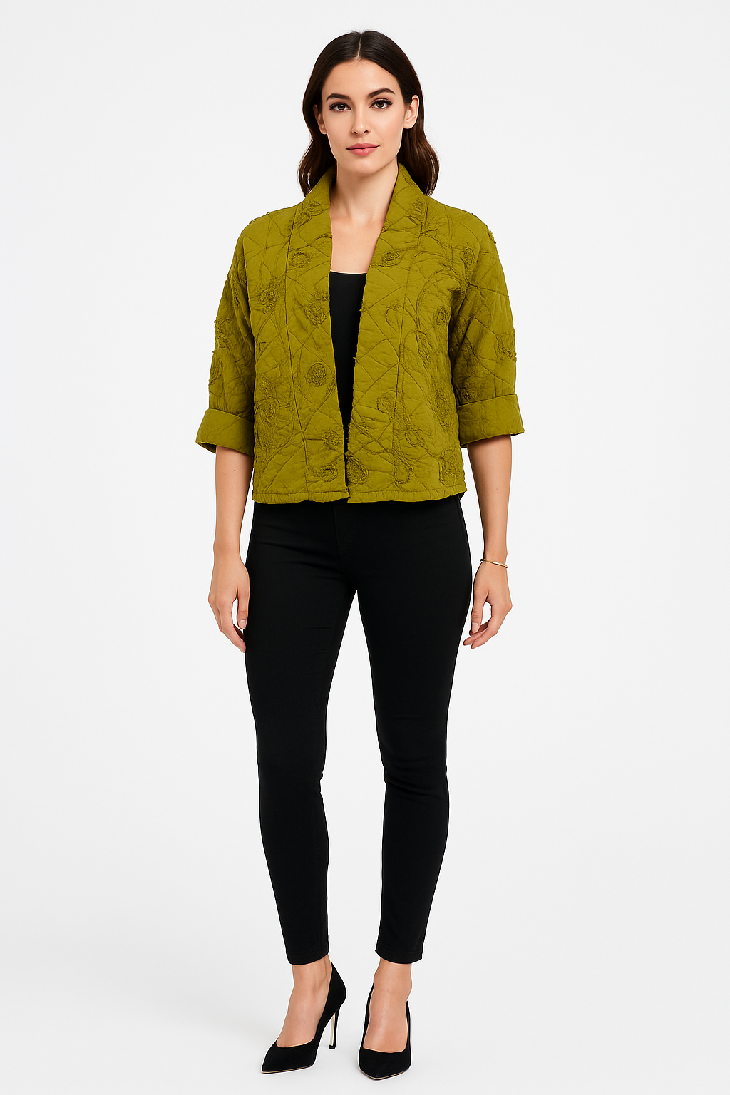 Quilted floral embroidered jackets