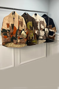 Quirky and cozy , padded jacket with a bold horse print