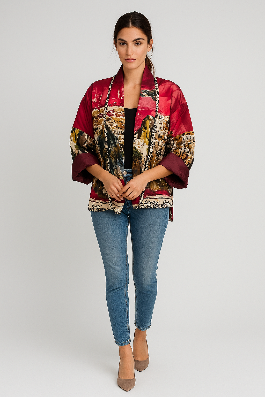 Collared, Leopard Print Trim Detailed, Two Pocket Quilted Jacket