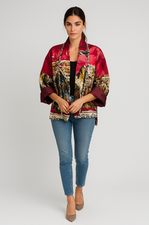 Quirky and cozy , padded jacket with a Tower print