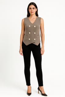 Knitted Double-Breasted Waistcoat Vest