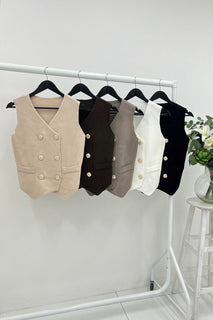 Knitted Double-Breasted Waistcoat Vest
