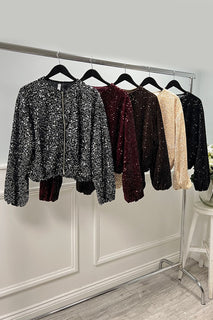 Gold Sequin Jacket – Zip-Up Party Style