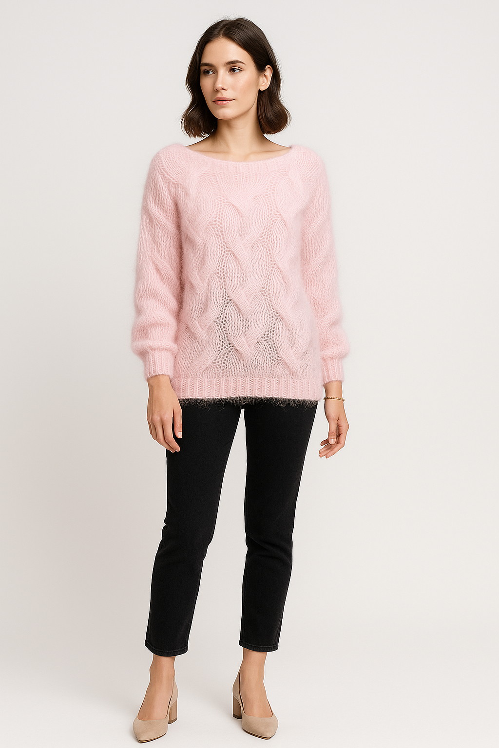 Round Neck, Acrylic & Polymide Knitted Jumper