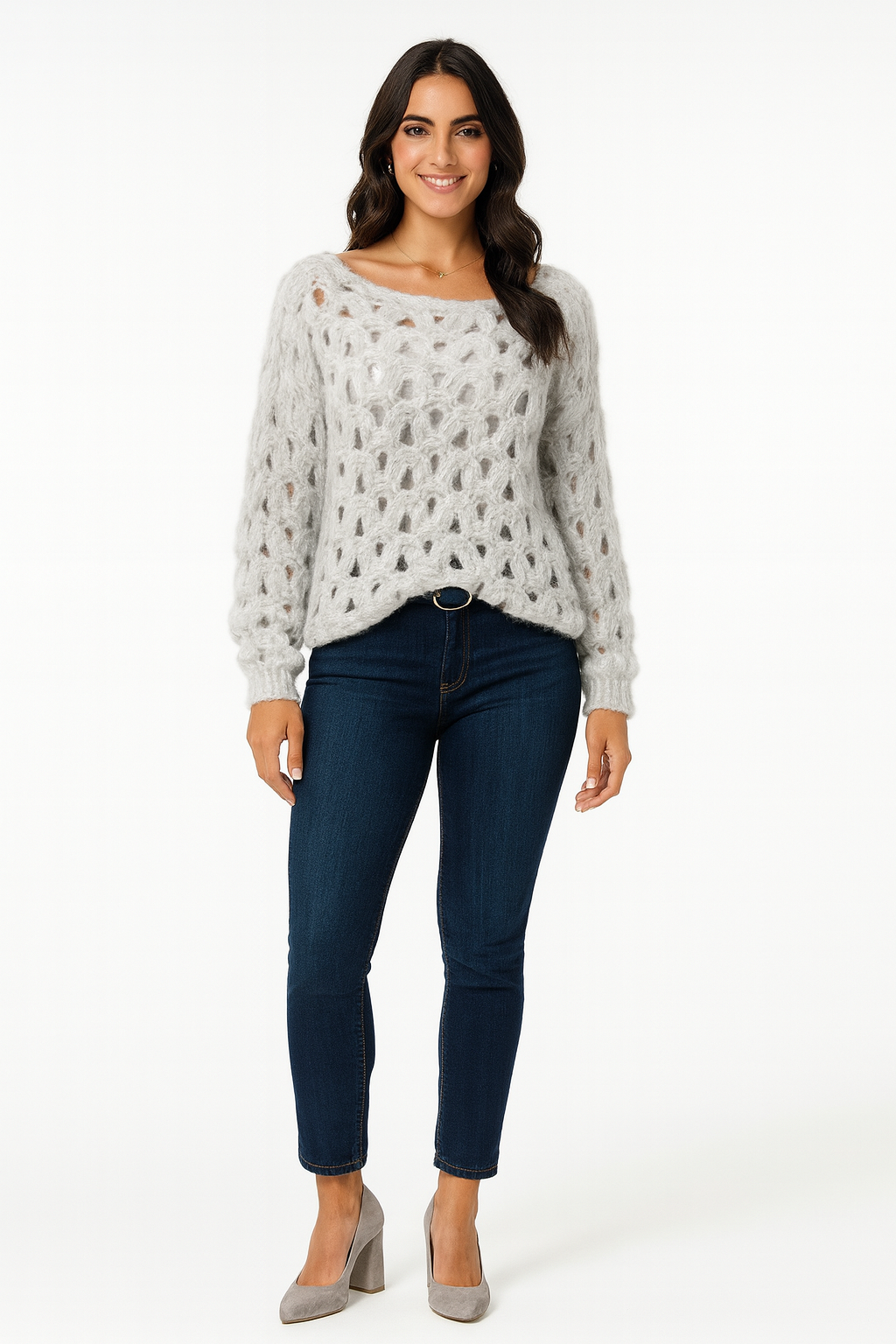 Slash Neck, Lana Wool & Polymide Knitted Jumper