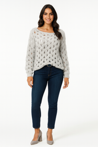 Slash Neck, Lana Wool & Polymide Knitted Jumper