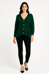 V-neck Button-Up Knit Cardigan