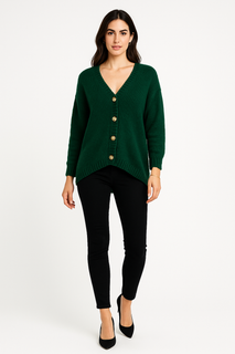 V-neck Button-Up Knit Cardigan