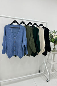 V-neck Button-Up Knit Cardigan