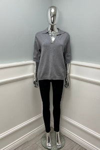 Collared, V-Neck, Viscose, Polymide & Modal Knitted Jumper Top.