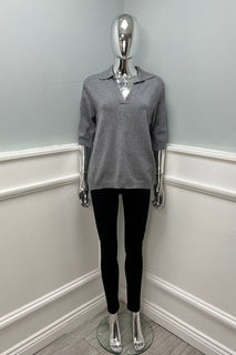 Collared, V-Neck, Viscose, Polymide & Modal Knitted Jumper Top.
