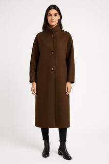 Longline coat with classic notched lapel collar & tiered fringe details at back