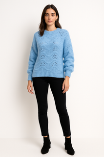 Sky Blue Sweater – Crew Neck with Textured Knit 25135