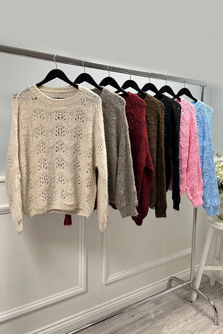 Sky Blue Sweater – Crew Neck with Textured Knit 25135