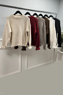 Round Neck, Lana Wool, Viscose, Nylon & Acrylic Knitted Jumper.