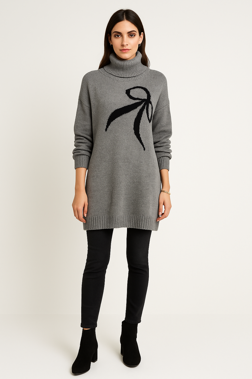 Cozy Knit Turtleneck Sweater Dress