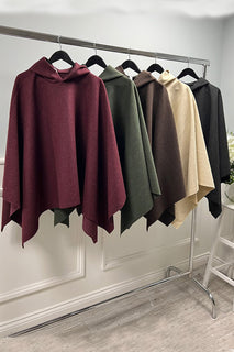 Oversized Batwing Poncho With Hoodie