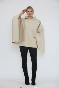 Oversized Batwing Poncho With Hoodie