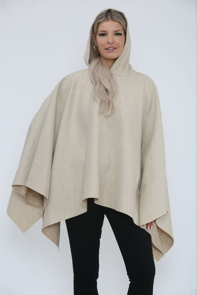 Oversized Batwing Poncho With Hoodie