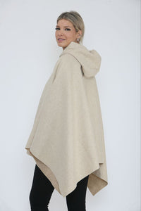 Oversized Batwing Poncho With Hoodie