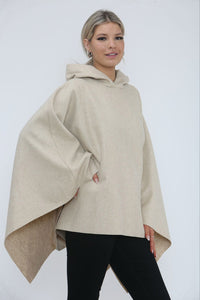 Oversized Batwing Poncho With Hoodie