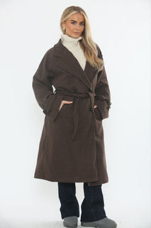 Wool-Blend Belted Long Coat