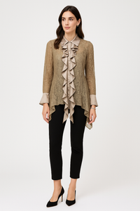 Lace-Texture Ruffle Satin Blouse