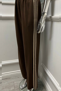 Elasticated waist , relaxed fit Wide leg  trouser with contrasting Stripe details