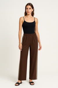 Elasticated waist , relaxed fit Wide leg&nbsp; trouser with contrasting Stripe details