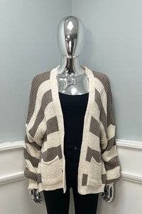 100% Acrylic Knitted, Two Pocket Cardigan.