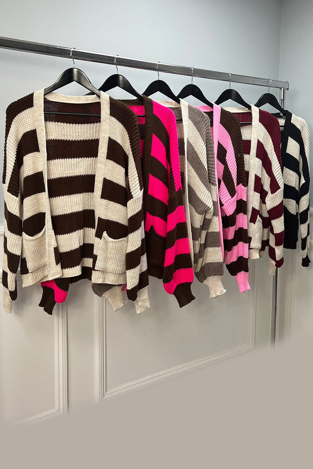100% Acrylic Knitted, Two Pocket Cardigan.
