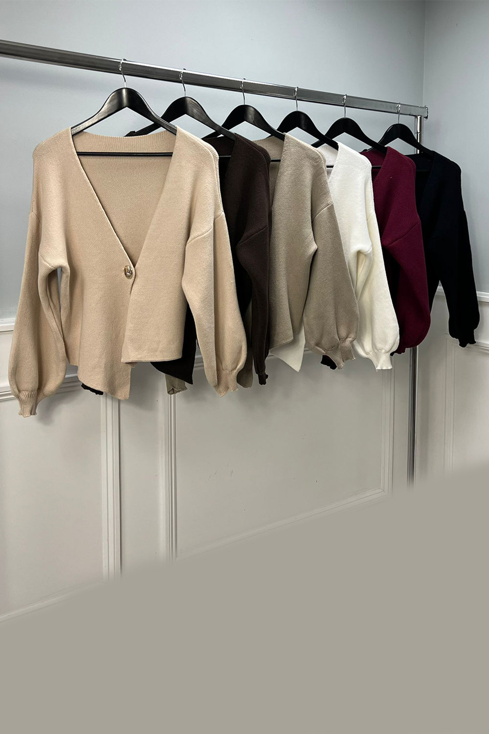 Golden Button Detailed, Viscose & Nylon Knitted Cardigan