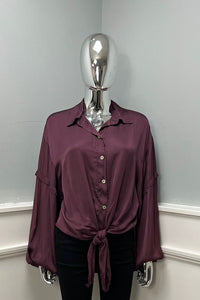 Satin Tie-Front Blouse