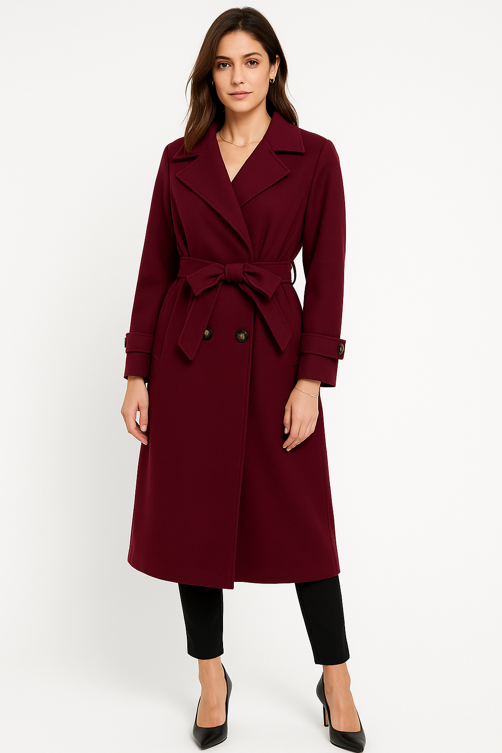 Lapel collar Belted Longline Coat