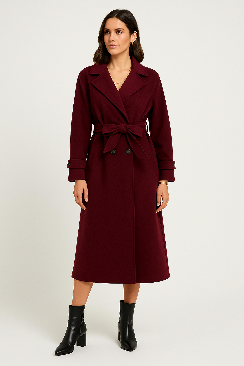 Lapel collar Belted Longline Coat