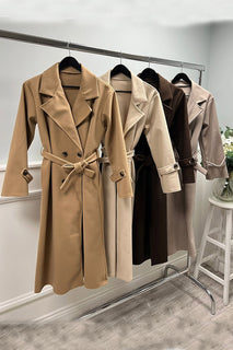 Lapel collar Belted Longline Coat