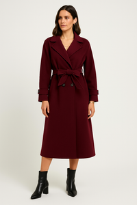 Lapel collar Belted Longline Coat
