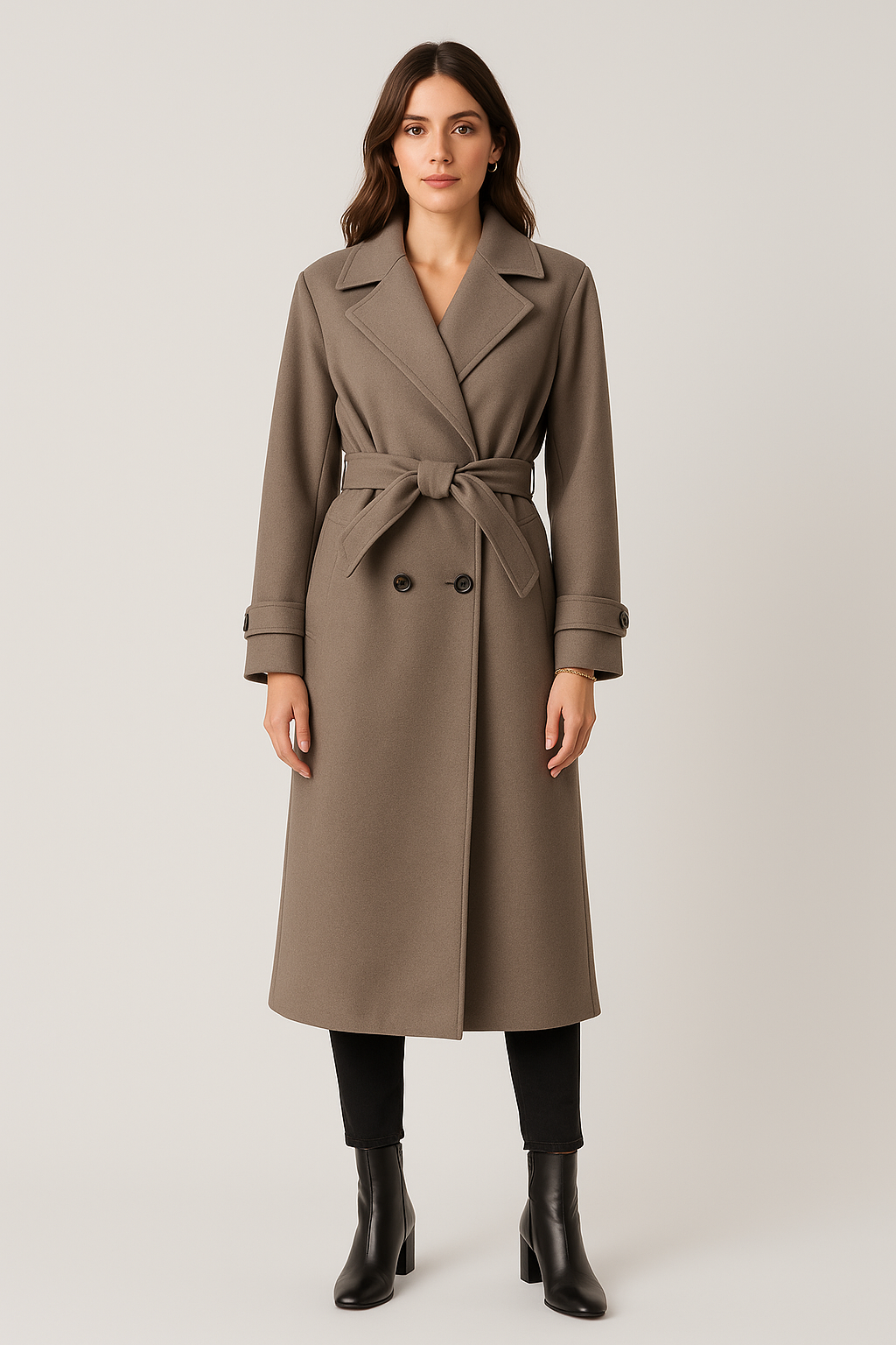 Lapel collar Belted Longline Coat