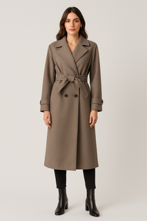 Lapel collar Belted Longline Coat