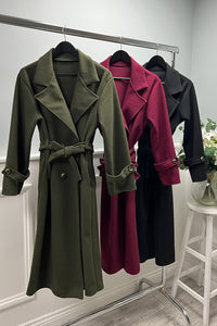 Lapel collar Belted Longline Coat