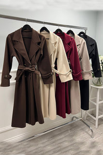 Lapel collar Belted Longline Coat