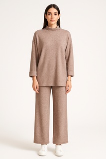 Relaxed fit , Long sleeves with cuff detail Wide-leg Co ords Set