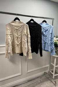 Chunky Cable-Knit Turtleneck Sweater”