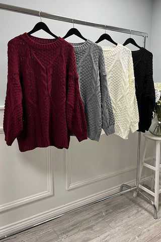 Round Neck, Cable Knit Detailed, 100% Acrylic Knitted Jumper