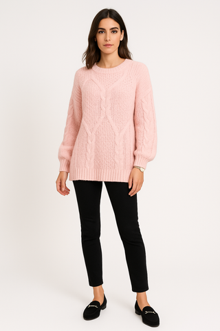 Round Neck, Cable Knit Detailed, 100% Acrylic Knitted Jumper